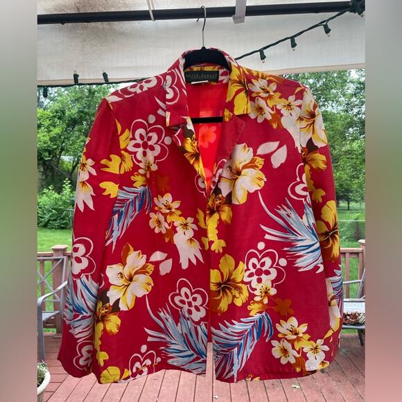 Harve Bernard 100% silk Hawaiian print blazer - Picture 1 of 6